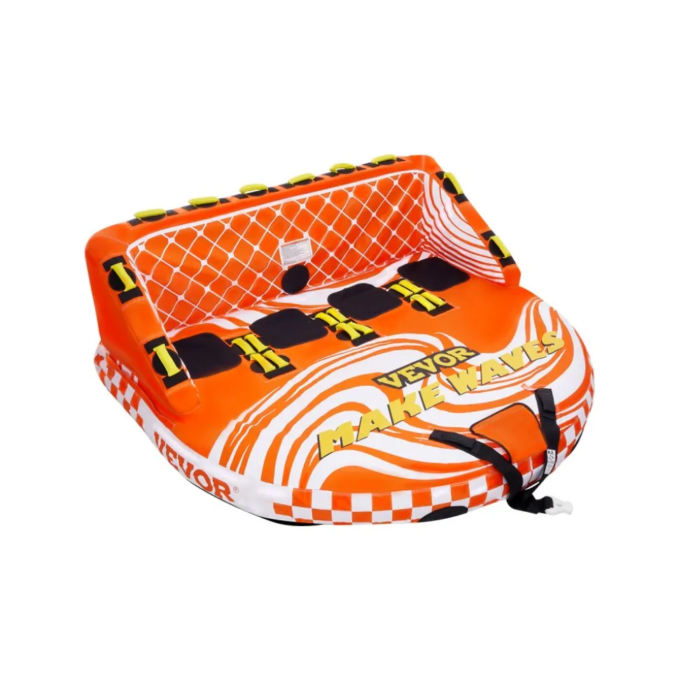VEVOR Towable Tube for Boating, 1-4 Riders Inflatable Boat Tubes and Towables, 680lbs Water Sport Towable Tube for Boat to Pull - with Full Nylon Cover, 22 Grab Handles, Dual Tow Points & Safety Valve