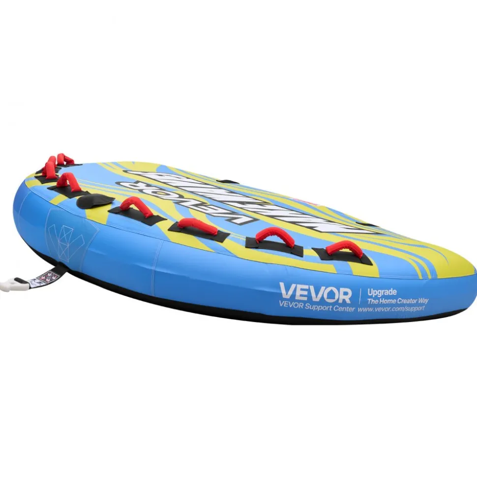 VEVOR Towable Tube for Boating, 4 Riders Inflatable Boat Tubes and Towables, 680 lbs Capacity Water Sport Towable Tube for Boat to Pull - with Fins, Full Nylon Cover, Padded Handles & Safety Valve