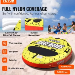 VEVOR Towable Tube for Boating, 1-3 Riders Inflatable Boat Tubes and Towables, 510 lbs, 63