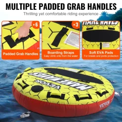 VEVOR Towable Tube for Boating, 1-3 Riders Inflatable Boat Tubes and Towables, 510 lbs, 63