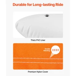 VEVOR Towable Tube for Boating, 1-3 Riders Inflatable Boat Tubes and Towables, 510lbs Water Sport Towable Tube for Boat to Pull - with Full Nylon Cover, 16 Grab Handles, Dual Tow Points & Safety Valve