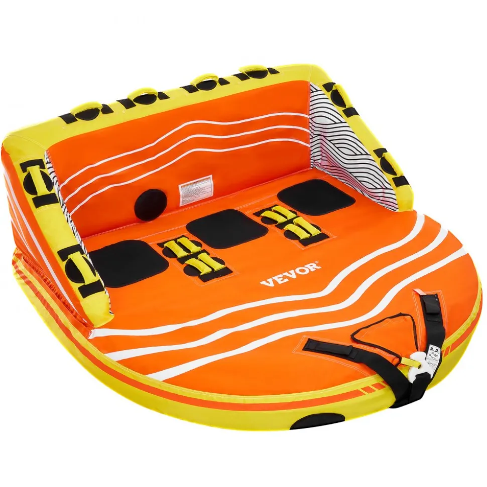 VEVOR Towable Tube for Boating, 1-3 Riders Inflatable Boat Tubes and Towables, 510lbs Water Sport Towable Tube for Boat to Pull - with Full Nylon Cover, 16 Grab Handles, Dual Tow Points & Safety Valve
