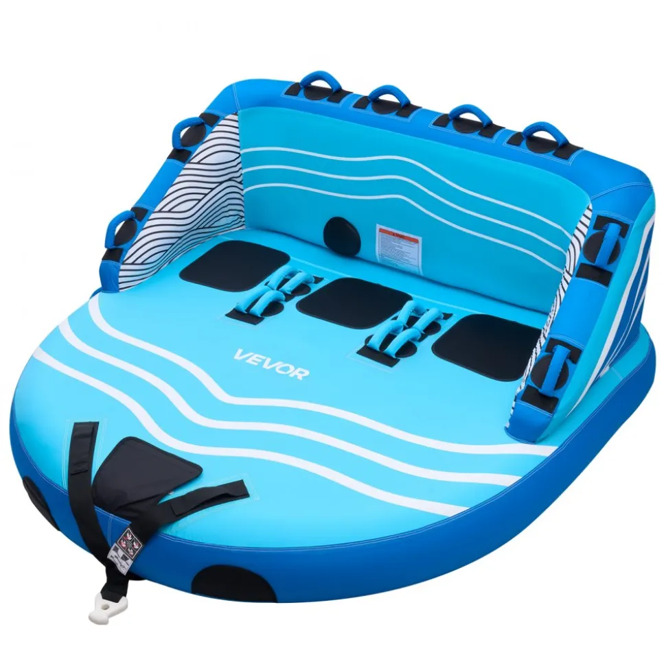 VEVOR Towable Tubes for Boating, 3-Rider Inflatable Towable Tube for Boat to Pull, 510 lbs Capacity Water Sports Boating Tubes - with Full Nylon Cover, Dual Tow Points, Safety Valve & Padded Handles