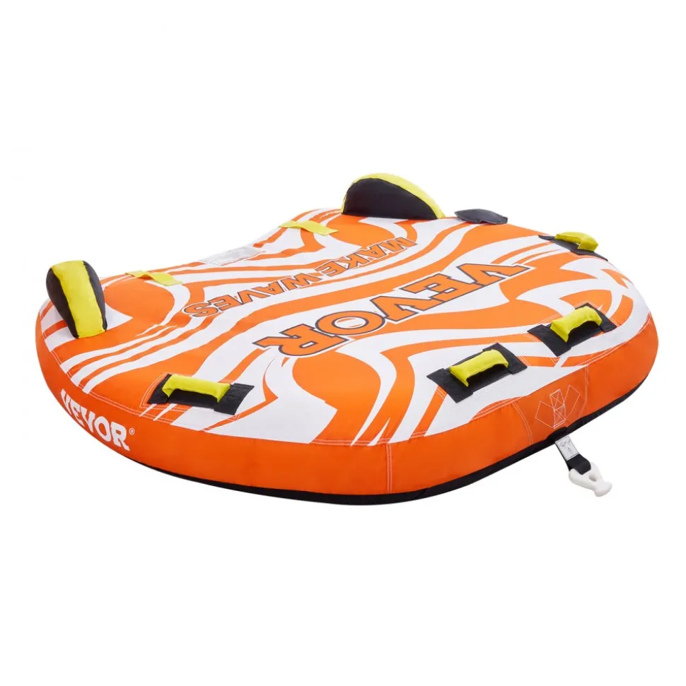 VEVOR Towable Tubes for Boating, 1-2 Riders Inflatable Towable Tube for Boat to Pull, 340lbs Capacity Boat Tubes and Towables for Water Sports - with Fins, Double-Stitched Nylon Cover & Padded Handles