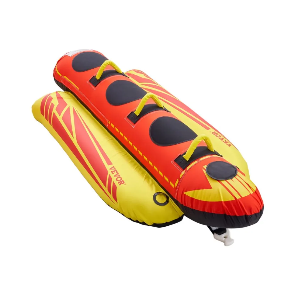 VEVOR Towable Tubes for Boating, 1-3 Riders Inflatable Boat Tubes and Towables, 510lbs Capacity Hot Dog Water Sport Tube for Boat to Pull - with Full Nylon Cover, Padded Handles & Speed Safety Valve