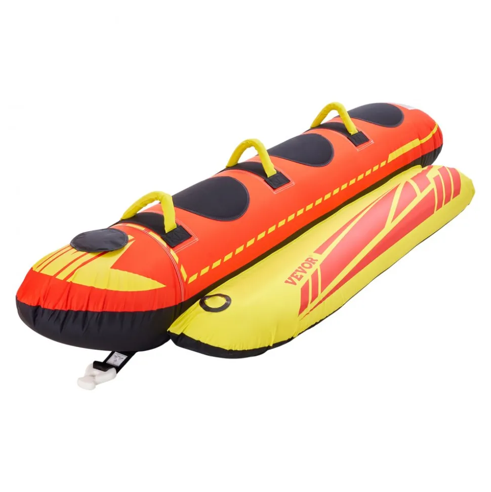 VEVOR Towable Tubes for Boating, 1-3 Riders Inflatable Boat Tubes and Towables, 510lbs Capacity Hot Dog Water Sport Tube for Boat to Pull - with Full Nylon Cover, Padded Handles & Speed Safety Valve