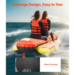 VEVOR Towable Tubes for Boating, 1-3 Riders Inflatable Boat Tubes and Towables, 510lbs Capacity Hot Dog Water Sport Tube for Boat to Pull - with Full Nylon Cover, Padded Handles & Speed Safety Valve