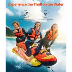 VEVOR Towable Tubes for Boating, 1-3 Riders Inflatable Boat Tubes and Towables, 510lbs Capacity Hot Dog Water Sport Tube for Boat to Pull - with Full Nylon Cover, Padded Handles & Speed Safety Valve
