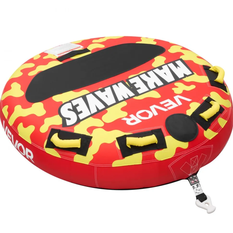 VEVOR Towable Tubes for Boating, 2-Rider Inflatable Boat Tubes and Towables, 340lbs Capacity Water Sport Tube for Boat to Pull - with Anti-Slip Pad, Full Nylon Cover, Padded Handles & Safety Valve