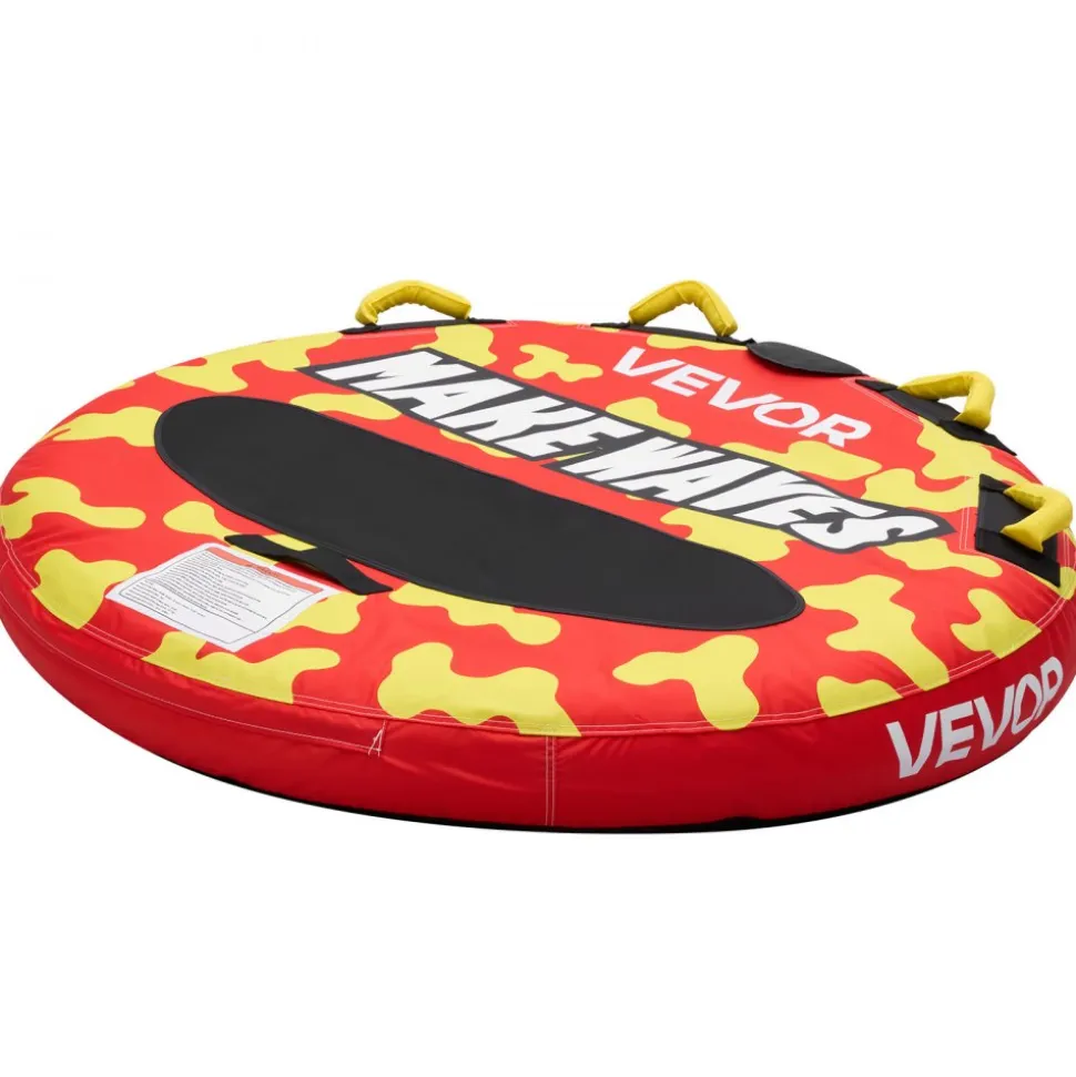 VEVOR Towable Tubes for Boating, 2-Rider Inflatable Boat Tubes and Towables, 340lbs Capacity Water Sport Tube for Boat to Pull - with Anti-Slip Pad, Full Nylon Cover, Padded Handles & Safety Valve