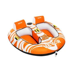 VEVOR Towable Tubes for Boating 2 Person, Inflatable Boat Tubes and Towables with 2 Cockpits, 340lbs Water Sport Tubes for Boat to Pull - with 840D Full Nylon Cover, Padded Grab Handles & Safety Valve