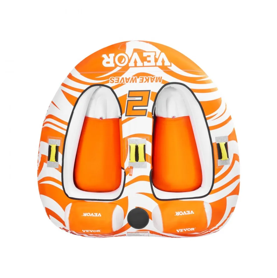 VEVOR Towable Tubes for Boating 2 Person, Inflatable Boat Tubes and Towables with 2 Cockpits, 340lbs Water Sport Tubes for Boat to Pull - with 840D Full Nylon Cover, Padded Grab Handles & Safety Valve