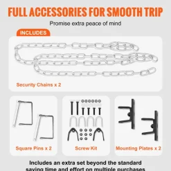 VEVOR Tow Bar, 5500 lbs Towing Capacity with Chains, Powder-Coating Alloy Steel Bumper-Mounted Universal Towing Bar, Coupler Fits 2-Inch Ball Hitch, 39.4-Inch Opening Width, for RV Car Trailer Truck