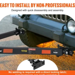 VEVOR Tow Bar, 5500 lbs Towing Capacity with Chains, Powder-Coating Alloy Steel Bumper-Mounted Universal Towing Bar, Coupler Fits 2-Inch Ball Hitch, 39.4-Inch Opening Width, for RV Car Trailer Truck