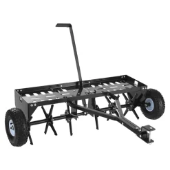 VEVOR Tow Behind Plug Aerator, 40 in Lawn Core Aerator Tool Universal Hitch, 120lbs Weight Capacity, Heavy Duty & Rust-Resistant, Pull Behind Spike Aerators with Tray for Farmland & Garden Tractors