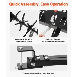 VEVOR Tow Behind Plug Aerator, 40 in Lawn Core Aerator Tool Universal Hitch, 120lbs Weight Capacity, Heavy Duty & Rust-Resistant, Pull Behind Spike Aerators with Tray for Farmland & Garden Tractors