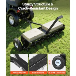 VEVOR Tow Behind Plug Aerator, 40 in Lawn Core Aerator Tool Universal Hitch, 120lbs Weight Capacity, Heavy Duty & Rust-Resistant, Pull Behind Spike Aerators with Tray for Farmland & Garden Tractors