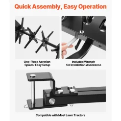 VEVOR Tow Behind Plug Aerator, 48 in Lawn Core Aerator Tool Universal Hitch, 150lbs Weight Capacity, Heavy Duty Pull Behind Spike Aerators with Tray & 10.6 in Wheels, for Farmland & Garden Tractors