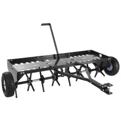 VEVOR Tow Behind Plug Aerator, 48 in Lawn Core Aerator Tool Universal Hitch, 150lbs Weight Capacity, Heavy Duty Pull Behind Spike Aerators with Tray & 10.6 in Wheels, for Farmland & Garden Tractors