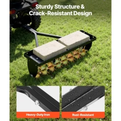 VEVOR Tow Behind Plug Aerator, 32 in Lawn Spike Aerator with Universal Hitch, Heavy Duty & Rust-Resistant, Pull Behind Spike Aerator Tool with Folded Edge Tray, for Farmland & Garden Tractors