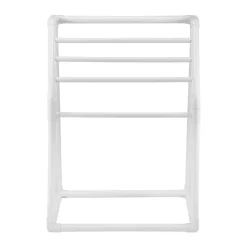 VEVOR Towel Rack, 5 Bars Outdoor PVC Towel Holder, Freestanding Pool Towel Hanger Stand with Clips, Bag & Hook, Outdoor Indoor Quilt Drying Rack Organizer, Ideal for Poolside, Bathroom, Spa, White
