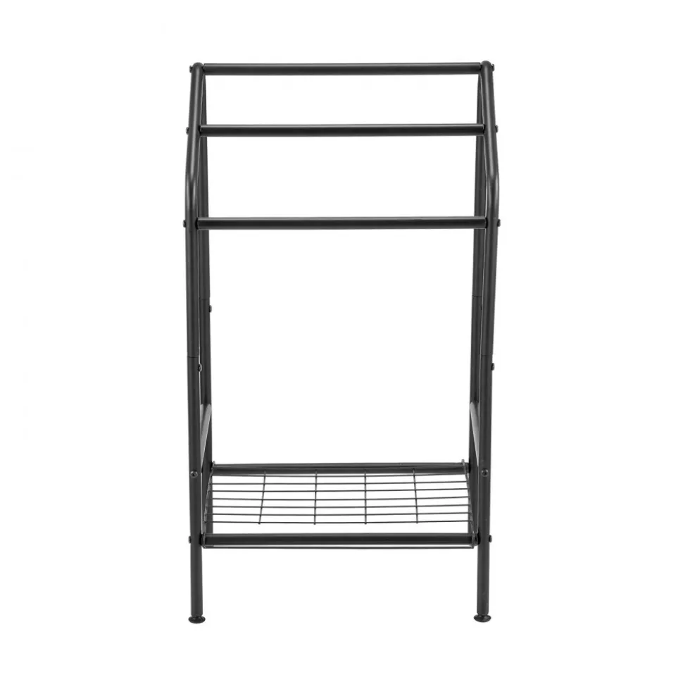 VEVOR Towel Rack, 3 Bars Outdoor Towel Holder with Metal Base, Freestanding Pool Towel Hanger Stand Next to Hot Tub, Outdoor Indoor Quilt Drying Rack Organizer, Ideal for Pool, Bathroom, Spa, Black