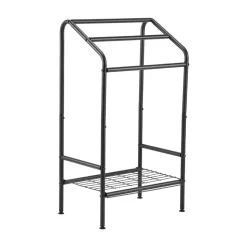 VEVOR Towel Rack, 3 Bars Outdoor Towel Holder with Metal Base, Freestanding Pool Towel Hanger Stand Next to Hot Tub, Outdoor Indoor Quilt Drying Rack Organizer, Ideal for Pool, Bathroom, Spa, Black