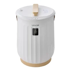 VEVOR Towel Warmers for Bathroom 20L Heated Towel Bucket with LED Display, Rapid Heating, 4 Adjustable Timer, Wood Handle, Auto Shut Off, Fits Oversized Towels, Blankets, Bathrobes, for Women, White