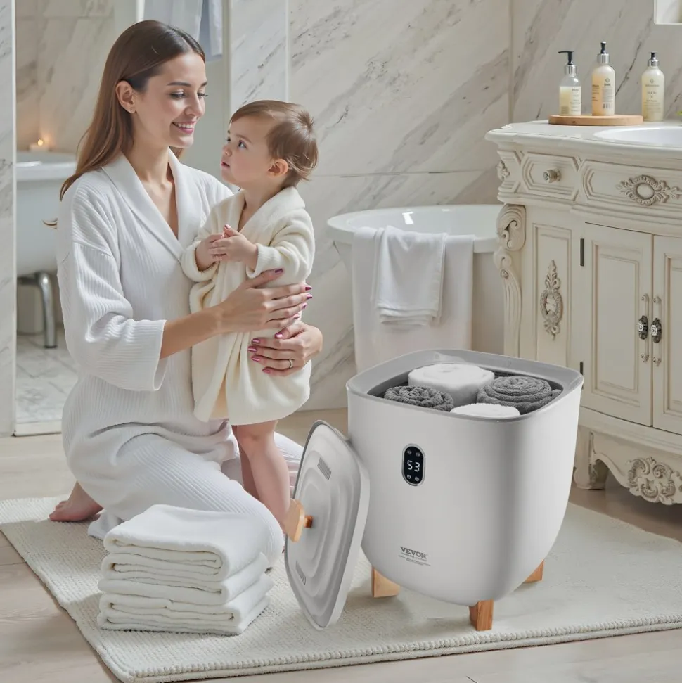 VEVOR Towel Warmers for Bathroom, 25 L Towel Warmer Bucket with Auto Shut Off for Spa Fits up to 5 Oversized Bath Towels, Blankets, Clothes, Bathrobes, PJ's and More