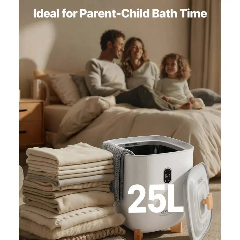 VEVOR Towel Warmers for Bathroom, 25 L Towel Warmer Bucket with Auto Shut Off for Spa Fits up to 5 Oversized Bath Towels, Blankets, Clothes, Bathrobes, PJ's and More