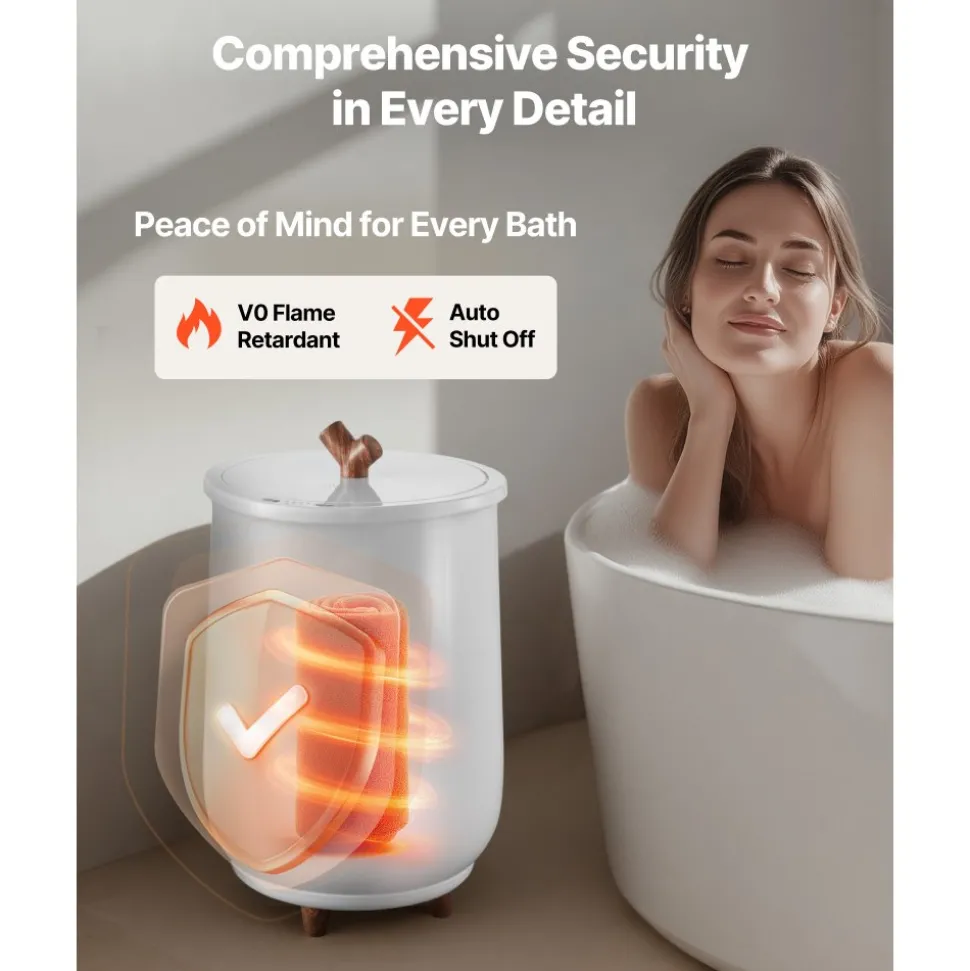 VEVOR Towel Warmers for Bathroom, Towel Warmer Bucket Auto Shut Off for Spa Fits up to 3 Oversized Bath Towels, Blankets, Clothes, Bathrobes, PJ's and More