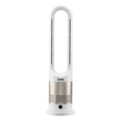 VEVOR Tower Fan Bladeless, 16 ft/s Velocity Quiet Floor Fan that Blows Cold & Heating Air, 80° Oscillating Fans with 8 Speeds, 9H Timer, Standing Fans with Remote Control for Bedroom, Office, Home
