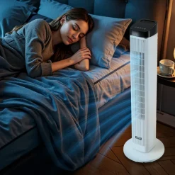 VEVOR Tower Fan, 22 ft/s Velocity Quiet Floor Fan, 70° Oscillating Fans for Indoors with 3 Speeds, 4 Modes, 12H Timer, Portable Standing Bladeless Fan with Remote Control for Bedroom, Office, Home