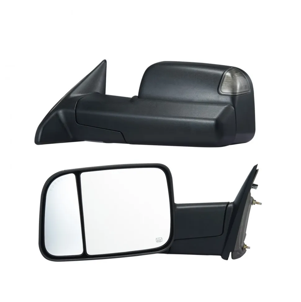 VEVOR Towing Mirrors, for 2009-2018 Dodge Ram 1500, 2010-2018 Ram 2500 3500, 2019-2023 Ram 1500 Classic Model, Power Heated with Signal Light & Puddle Light, Manual Controlling Flipping Folding, Black