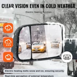 VEVOR Towing Mirrors, for 2009-2018 Dodge Ram 1500, 2010-2018 Ram 2500 3500, 2019-2023 Ram 1500 Classic Model, Power Heated with Signal Light & Puddle Light, Manual Controlling Flipping Folding, Black