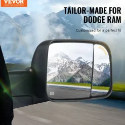 VEVOR Towing Mirrors, for 2009-2018 Dodge Ram 1500, 2010-2018 Ram 2500 3500, 2019-2023 Ram 1500 Classic Model, Power Heated with Signal Light & Puddle Light, Manual Controlling Flipping Folding, Black