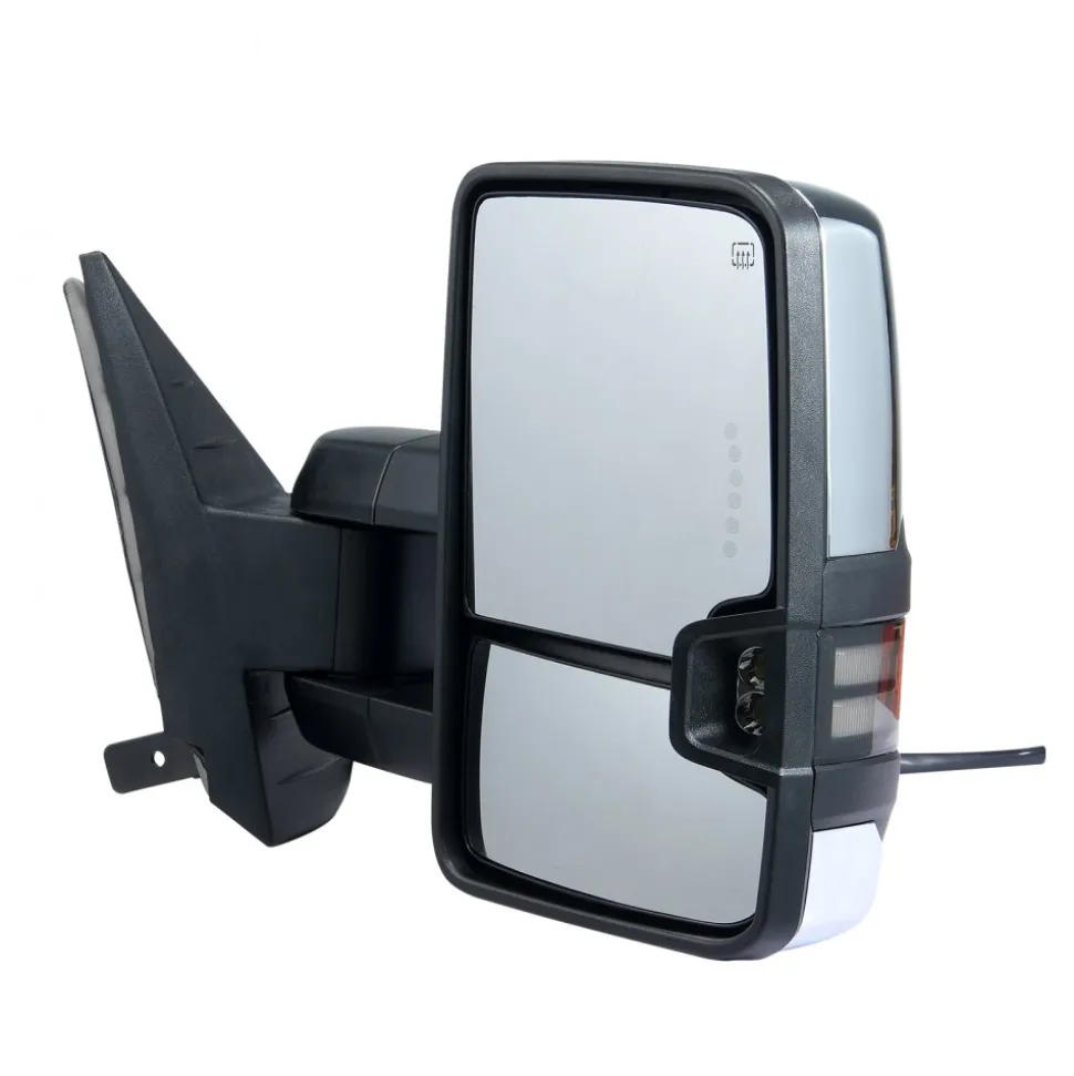 VEVOR Towing Mirrors, Left & Right Pair Set for Chevrolet Silverado (2003-2007)/GMC/Cadillac, Power Heated Tow Mirror with Signal Light, Manual Controlling Telescoping Folding, Heating Defrost, Silver