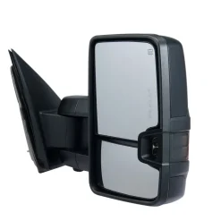 VEVOR Towing Mirrors, Left & Right Pair Set for Chevrolet Silverado (2003-2007)/GMC/Cadillac, Power Heated with Signal Light & LED Driving Light, Manual Telescoping Folding, and Heating Defrost, Black