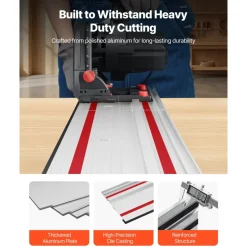 VEVOR Track Saw Guide Rail, 110-Inch Cutting Range, Kit Includes 4 x 27.5 in Aluminum Extruded Guide Rails and 3 Connectors, Compatible with Makita, Festool & WEN Track Saws, for Woodworking Projects