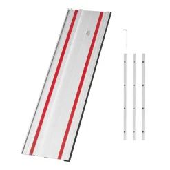 VEVOR Track Saw Guide Rail, 110-Inch Cutting Range, Kit Includes 4 x 27.5 in Aluminum Extruded Guide Rails and 3 Connectors, Compatible with Makita, Festool & WEN Track Saws, for Woodworking Projects