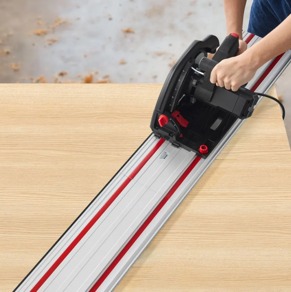 VEVOR Track Saw Guide Rail, 110-Inch Cutting Range, Kit Includes 4 x 27.5 in Aluminum Extruded Guide Rails and 3 Connectors, Compatible with Makita, Festool & WEN Track Saws, for Woodworking Projects