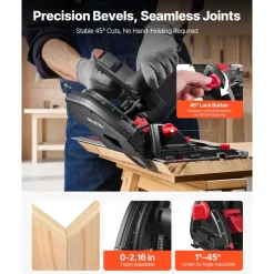 VEVOR Track Saw, 6-1/2-Inch, Plunge-Cut Circular Saw Kit, Tracksaw with 48-Tooth Carbide-Tipped Blade, 0-45° Angle Adjustment, 2.16 in Cutting Depth, for Wood, Plastic, Guide Rail Not Included, Black