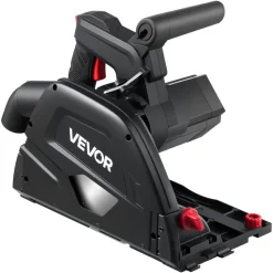 VEVOR Track Saw, 6-1/2-Inch, Plunge-Cut Circular Saw Kit, Tracksaw with 48-Tooth Carbide-Tipped Blade, 0-45° Angle Adjustment, 2.16 in Cutting Depth, for Wood, Plastic, Guide Rail Not Included, Black
