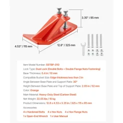 VEVOR Tractor Bucket Protector, 2PCS Heavy Duty Steel Bucket Edge Protectors, Edge Tamer Anti-Skid Device with Double Hexagon Lock Nuts and Bolts, for Snow, Leave Removal & Spreading Gravel (Orange)