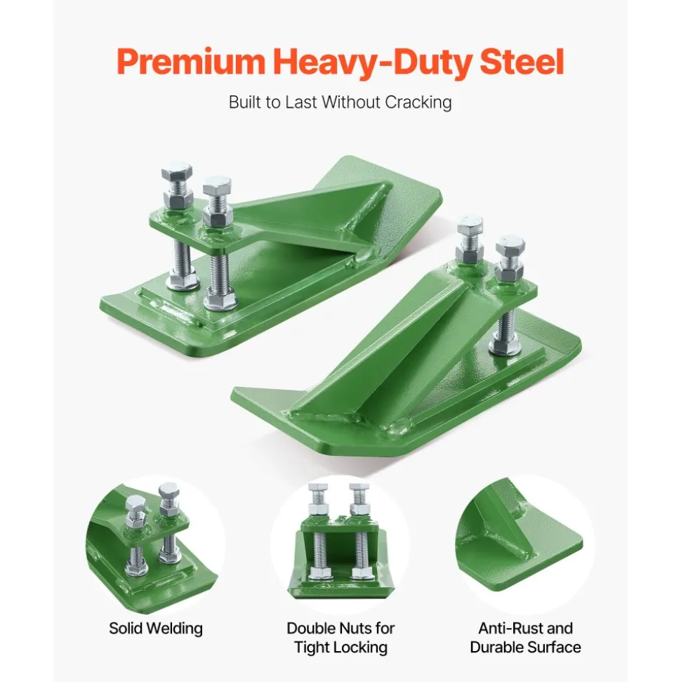 VEVOR Tractor Bucket Protector, 2PCS Heavy Duty Steel Bucket Edge Protectors, Edge Tamer Anti-Skid Device with Double Hexagon Lock Nuts and Bolts, for Snow, Leave Removal & Spreading Gravel (Green)