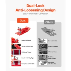 VEVOR Tractor Bucket Protector, 2PCS Heavy Duty Steel Bucket Edge Protectors, Edge Tamer Anti-Skid Device with Double Hexagon Lock Nuts and Bolts, for Snow, Leave Removal & Spreading Gravel (Red)