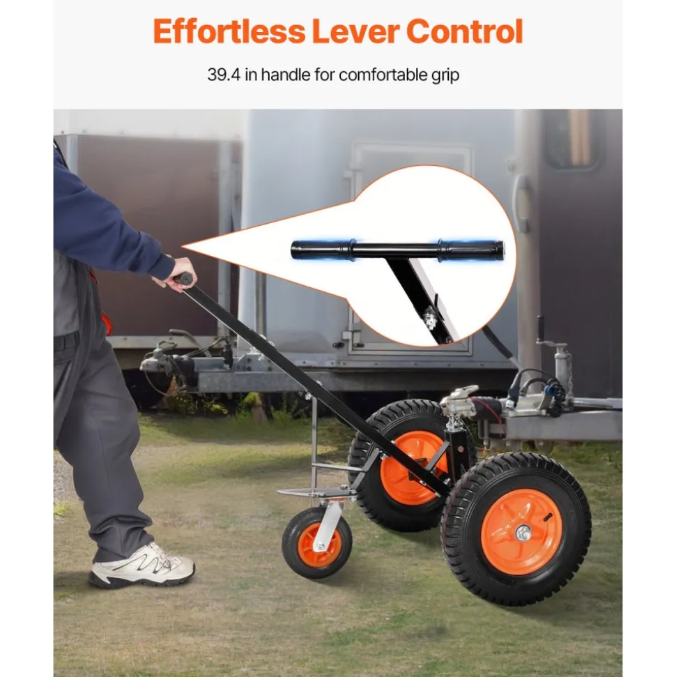 VEVOR Trailer Dolly, 1200lbs Tongue Weight Capacity, Carbon Steel Trailer Mover with 2 inch Ball, 15.2 inch Pneumatic Tires, Portable Tow Dolly for Moving RV Trailer