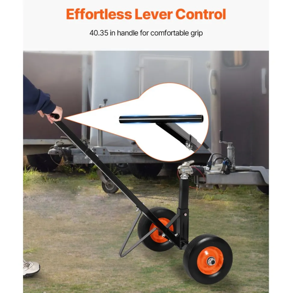 VEVOR Trailer Dolly, 600lbs Tongue Weight Capacity, Carbon Steel Trailer Mover with 1-7/8 in Hitch Ball and 10 in Solid Tires, Portable Tow Dolly for Moving Car RV Boat Trailer