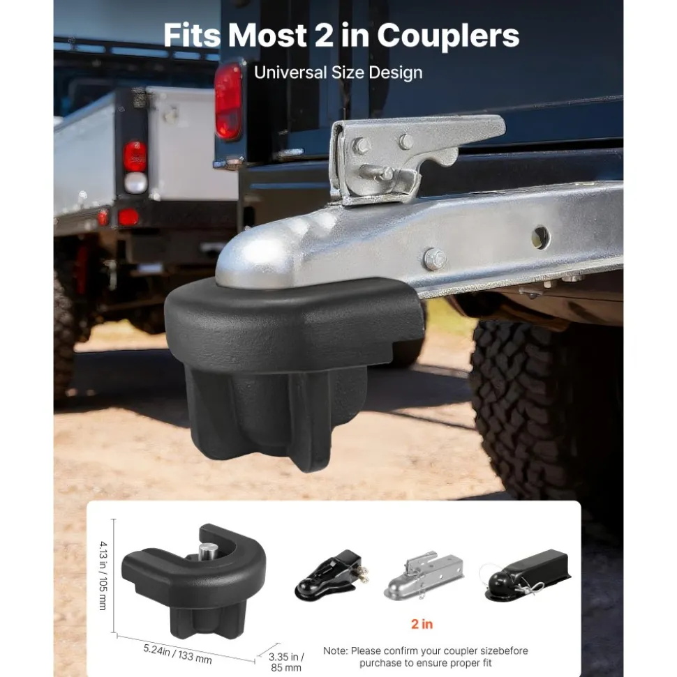 VEVOR Trailer Hitch Lock, Compatible with 2 Inch Couplers, Heavy-Duty Anti-Theft Trailer Ball Lock with 3 Keys, Prying-Resistant & Impact-Resistant, Fits for RVs, Boats, Off-Road Vehicles, Trailers