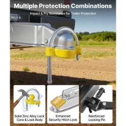 VEVOR Trailer Hitch Lock Kit, Fits for 1-7/8 in, 2 in, 2-5/16 in Couplers, Heavy-Duty Anti-Theft Trailer Ball Lock with Keys, Prying-Resistant, Adjustable Height Design for RVs, Boats, Trailers